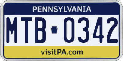 PA license plate MTB0342