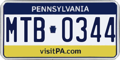 PA license plate MTB0344