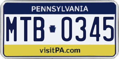 PA license plate MTB0345