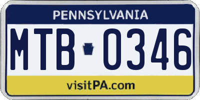 PA license plate MTB0346