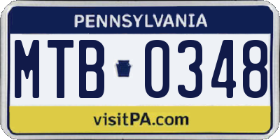 PA license plate MTB0348