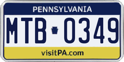PA license plate MTB0349