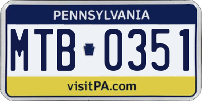 PA license plate MTB0351