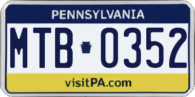 PA license plate MTB0352