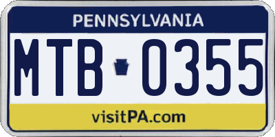 PA license plate MTB0355