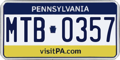 PA license plate MTB0357