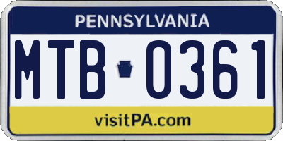 PA license plate MTB0361