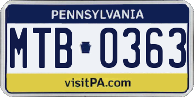 PA license plate MTB0363