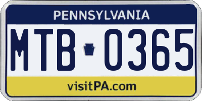PA license plate MTB0365