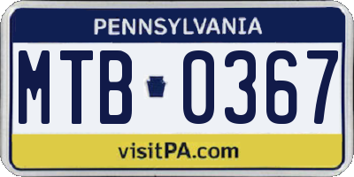PA license plate MTB0367