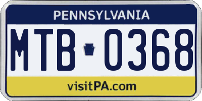 PA license plate MTB0368