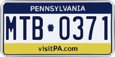 PA license plate MTB0371