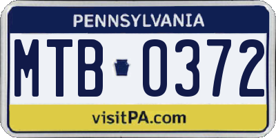 PA license plate MTB0372