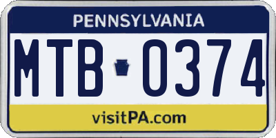 PA license plate MTB0374