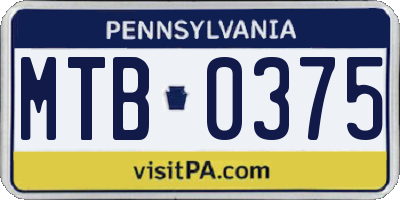 PA license plate MTB0375