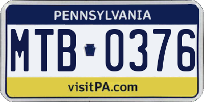 PA license plate MTB0376