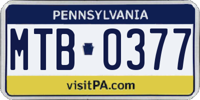 PA license plate MTB0377