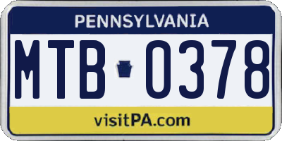 PA license plate MTB0378