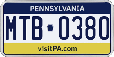 PA license plate MTB0380
