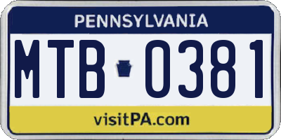 PA license plate MTB0381