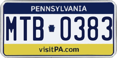PA license plate MTB0383