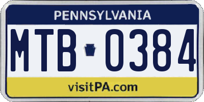 PA license plate MTB0384
