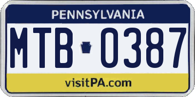 PA license plate MTB0387