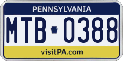 PA license plate MTB0388