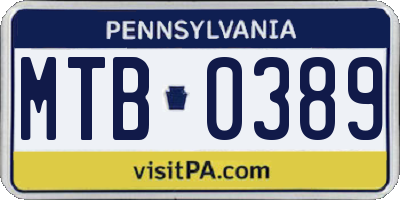 PA license plate MTB0389