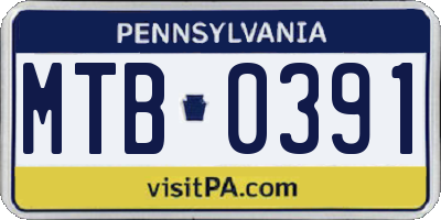 PA license plate MTB0391