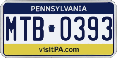 PA license plate MTB0393