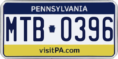 PA license plate MTB0396