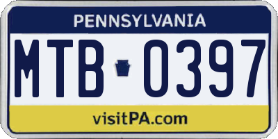 PA license plate MTB0397