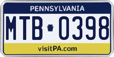 PA license plate MTB0398