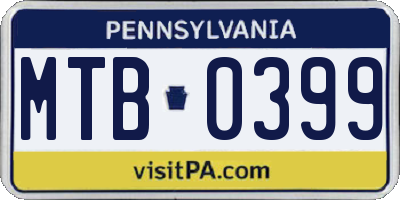 PA license plate MTB0399