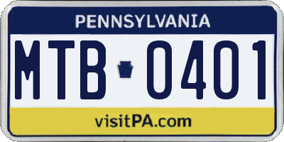 PA license plate MTB0401