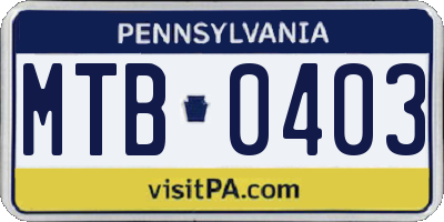 PA license plate MTB0403