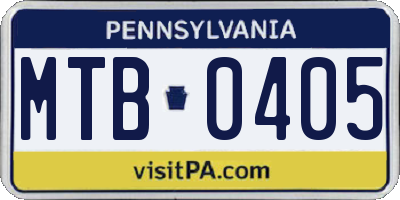 PA license plate MTB0405