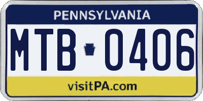 PA license plate MTB0406