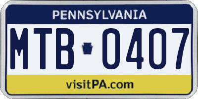 PA license plate MTB0407