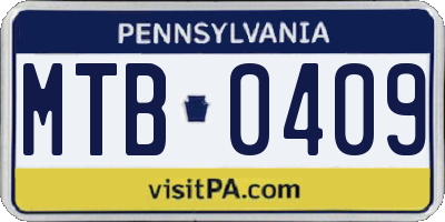 PA license plate MTB0409