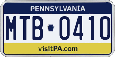 PA license plate MTB0410