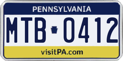 PA license plate MTB0412