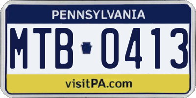 PA license plate MTB0413