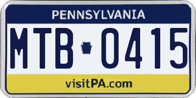 PA license plate MTB0415