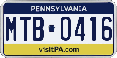 PA license plate MTB0416