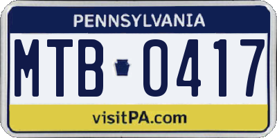 PA license plate MTB0417