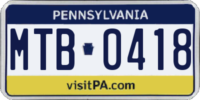 PA license plate MTB0418