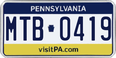 PA license plate MTB0419