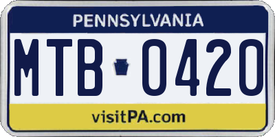PA license plate MTB0420